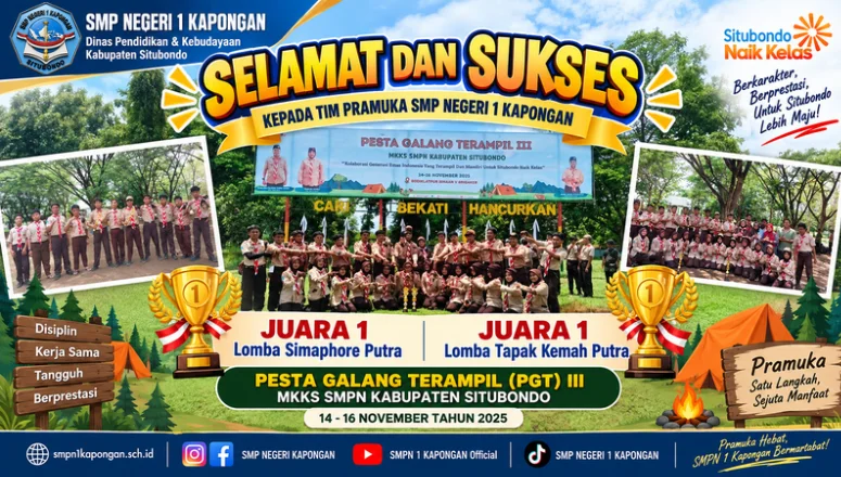 Juara 1  Lomba Simaphore Putra dan  Juara 1 Lomba Tapak Kemah Putra