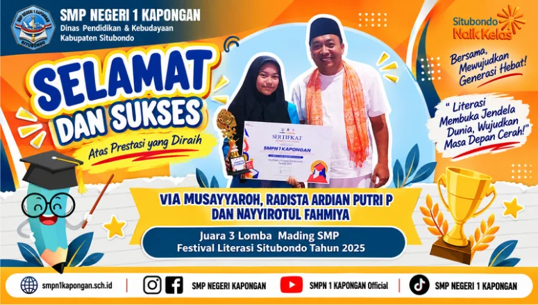 Juara 3 Lomba  Mading SMP  Festival Literasi Situbondo Tahun 2025