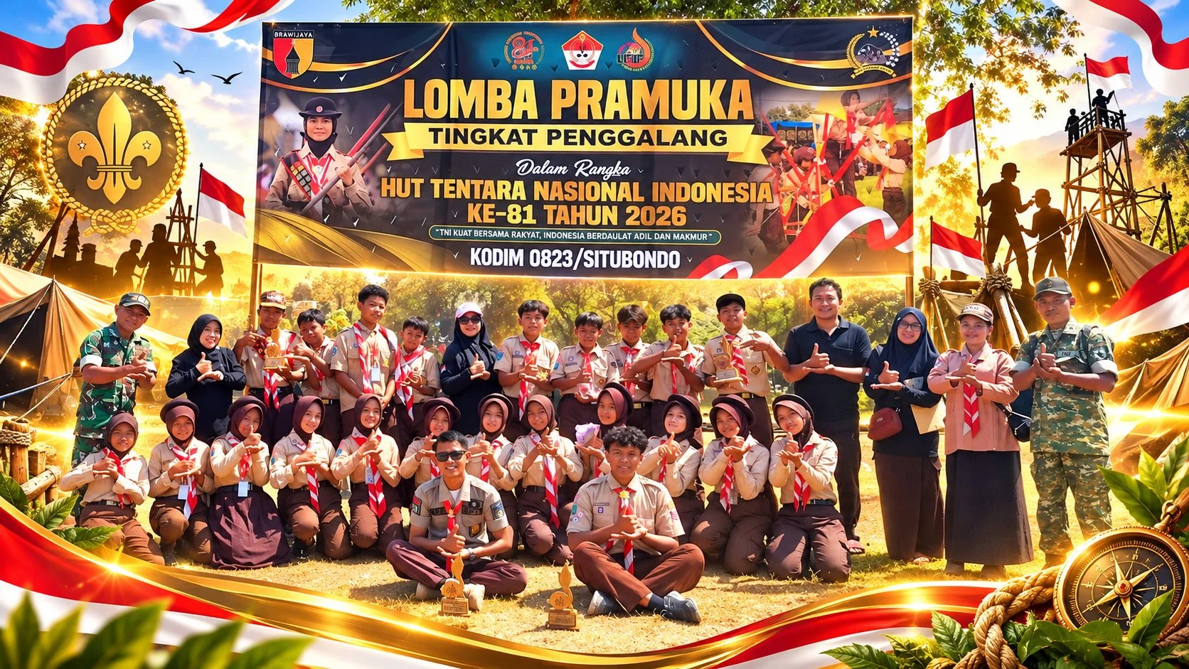 SMPN 1 Kapongan Borong 4 Piala pada Lomba Pramuka Tingkat Penggalang dalam Rangka HUT TNI ke-81 Tahun 2026